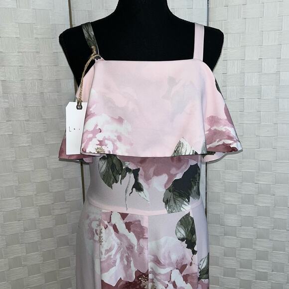 Leith Women’s Pink Silver Rose Floral Jumpsuit Size Medium Chic Flirty Floral - Picture 4 of 15